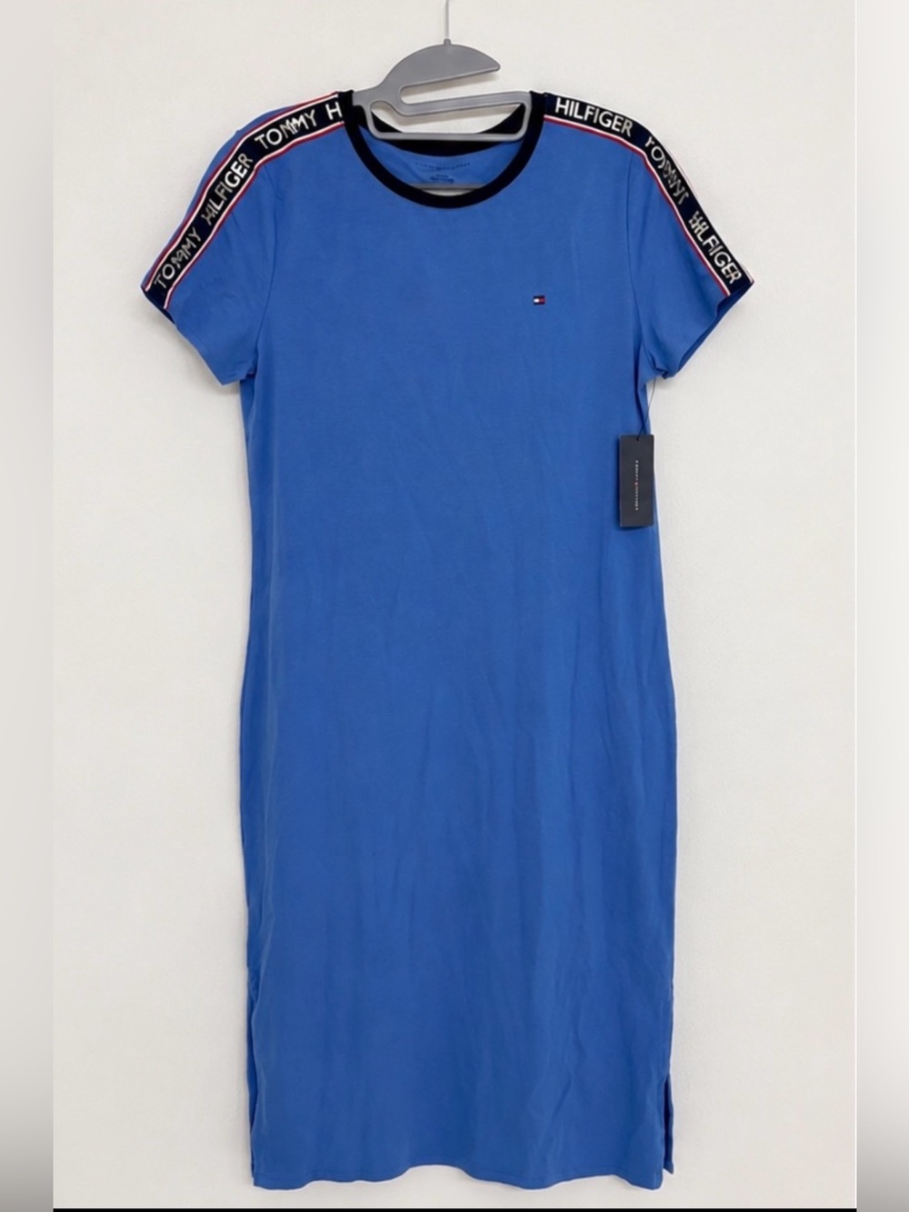 Tommy Hilfiger Royal Blue T-Shirt Dress w/ Logo Shoulder Tape - Size Medium NWT